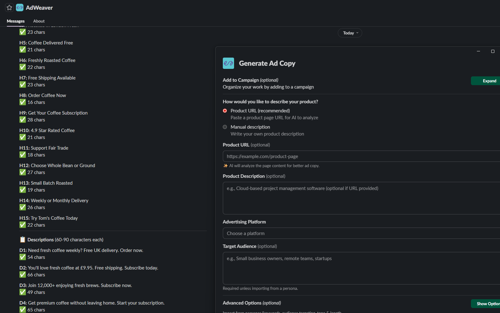Ad Copy Generator screenshot